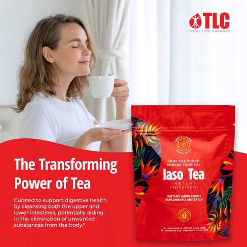 Iaso Instant Tea (Tropical Punch) - Fruity Cleansing Drink for Digestive Support, Refreshing Flavor - 25 Sachets, Pack of 1