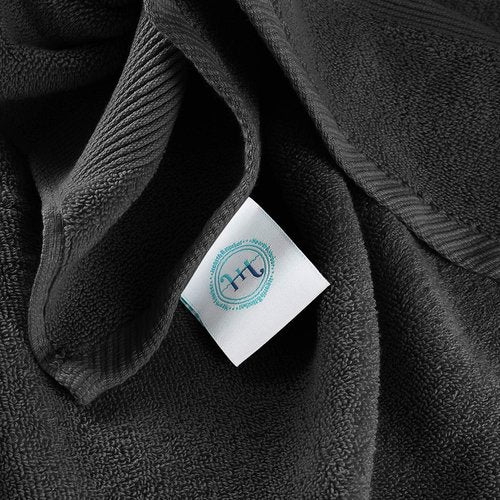 Hearth & Harbor Bath Towels - Ultra Soft 100% Ring Spun Cotton Set of 6 - Highly Absorbent Black Luxury Towels