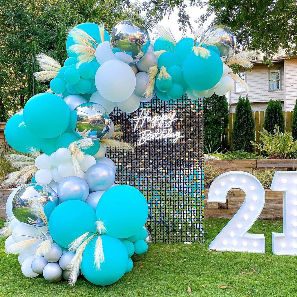 Voircoloria Teal Balloons - 130-Piece Set in Various Sizes for Baby Showers, Weddings & Birthdays