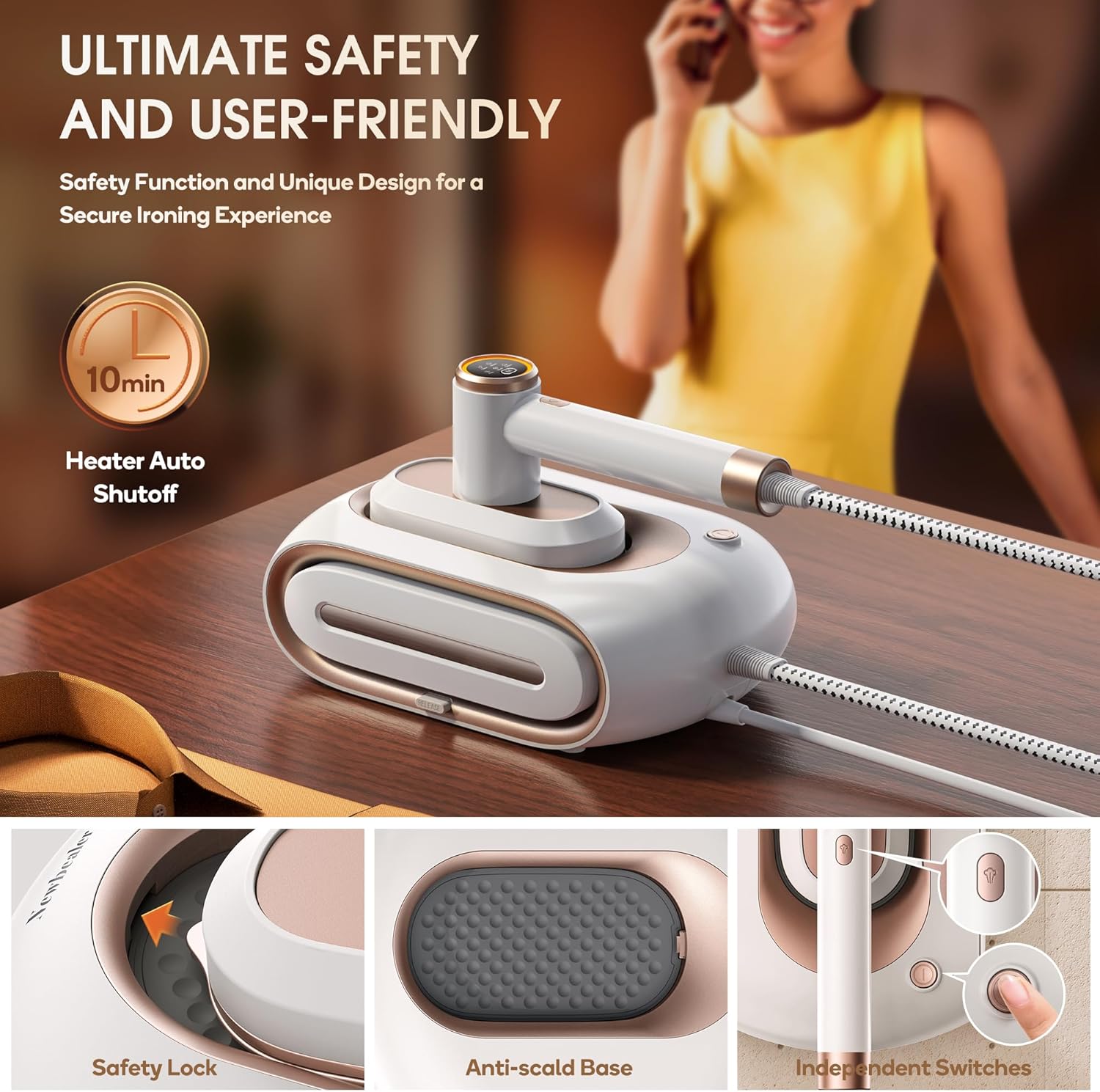 Newbealer 2-in-1 Pro Steam Station Iron - 1550W Turbocharged Steam, 30s Heat Up, 1.2L Tank, Auto-Off