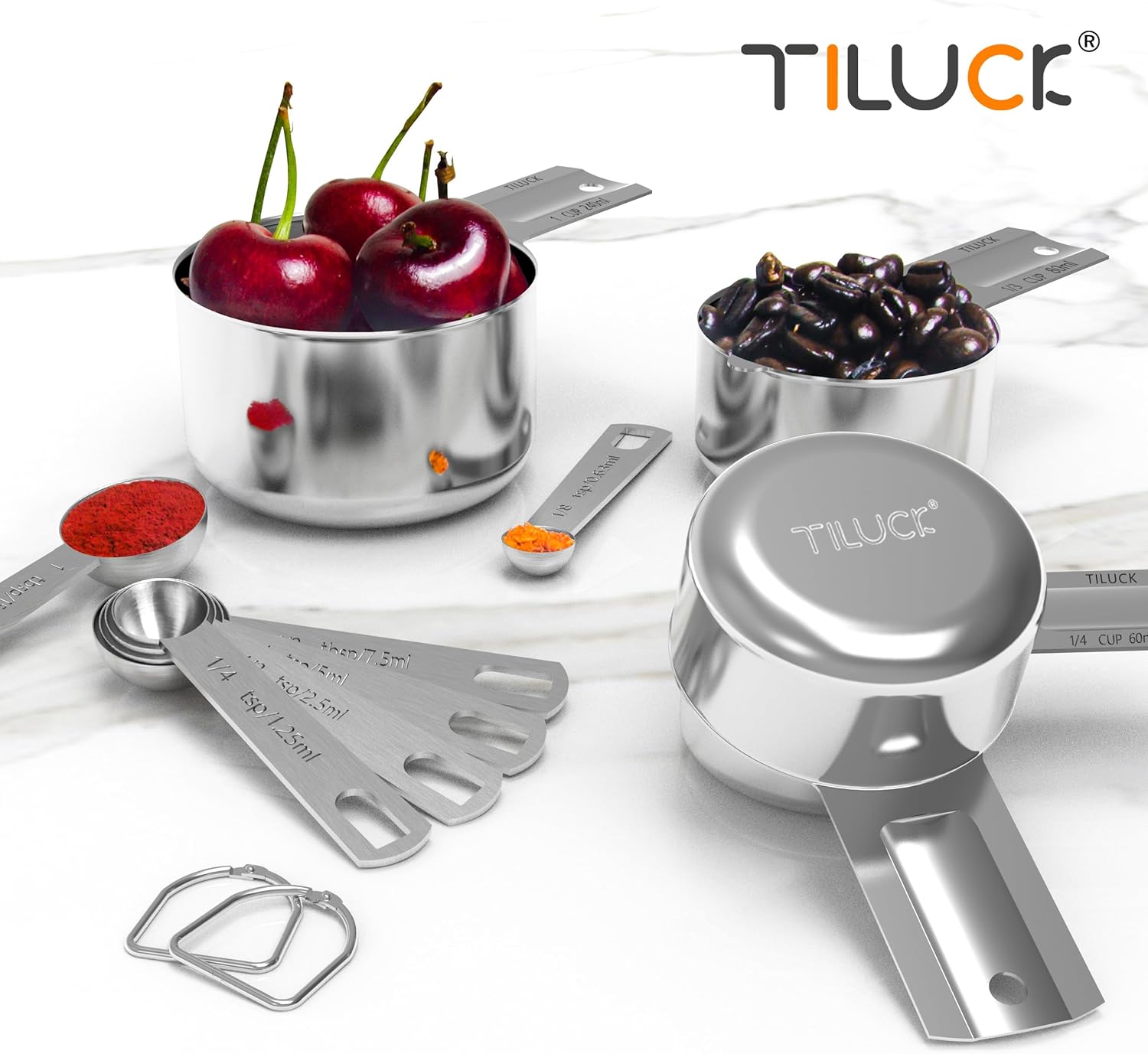 TILUCK Stainless Steel Measuring Cups & Spoons Set - Essential Kitchen Gadgets for Cooking & Baking (10-Piece)