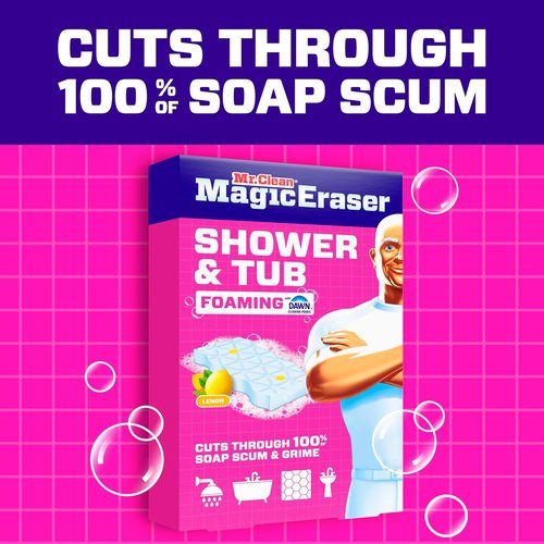 Mr. Clean Magic Eraser Sponge - Powerful Soap Scum Remover for Bathroom & Shower - 8 Count