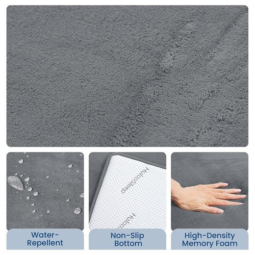 Huloo Play Mat - Non-Toxic 50"×50" Thick Elasti-Foam for Tummy Time | Soft Coral Velvet, Dark Grey