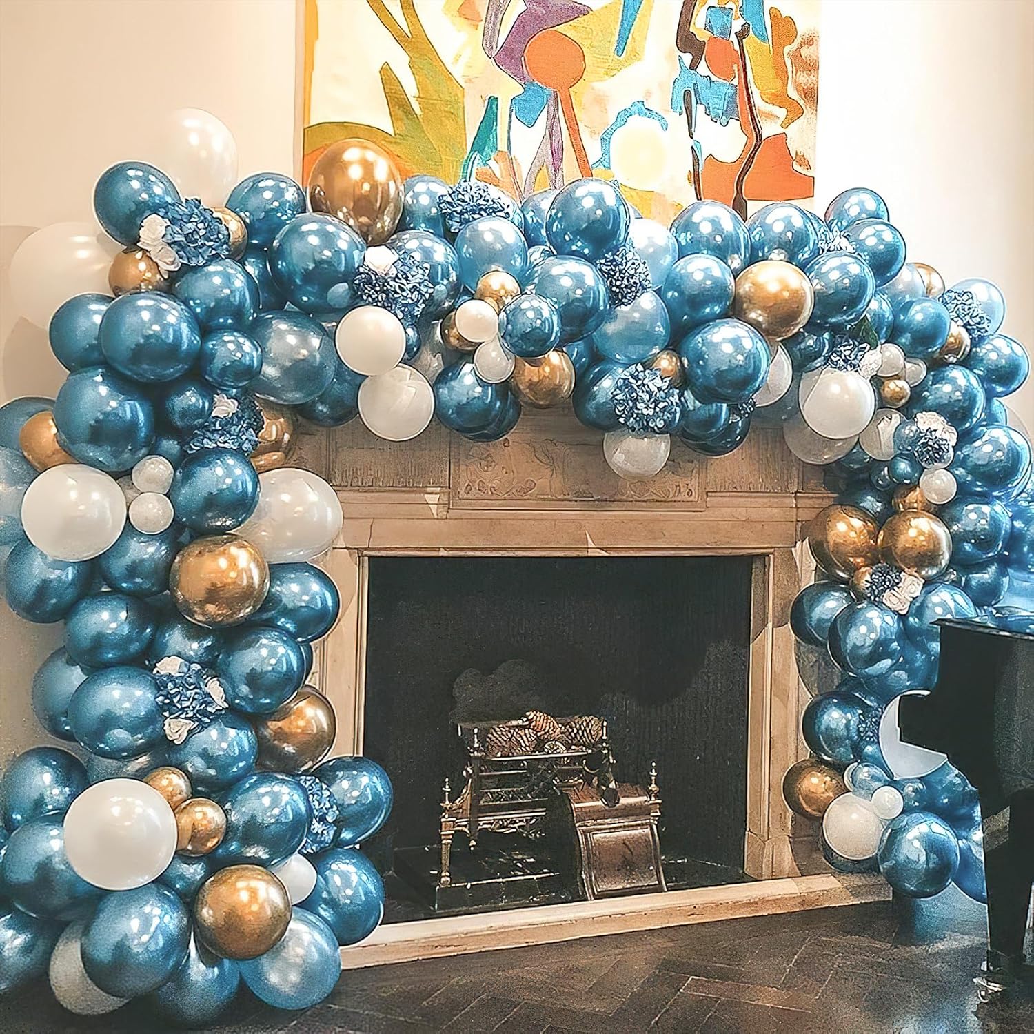 PartyWoo Metallic Light Blue Balloons - 100 Pcs Latex Balloon Arch Kit | 5-18 Inch Sizes for Graduation & Baby Showers