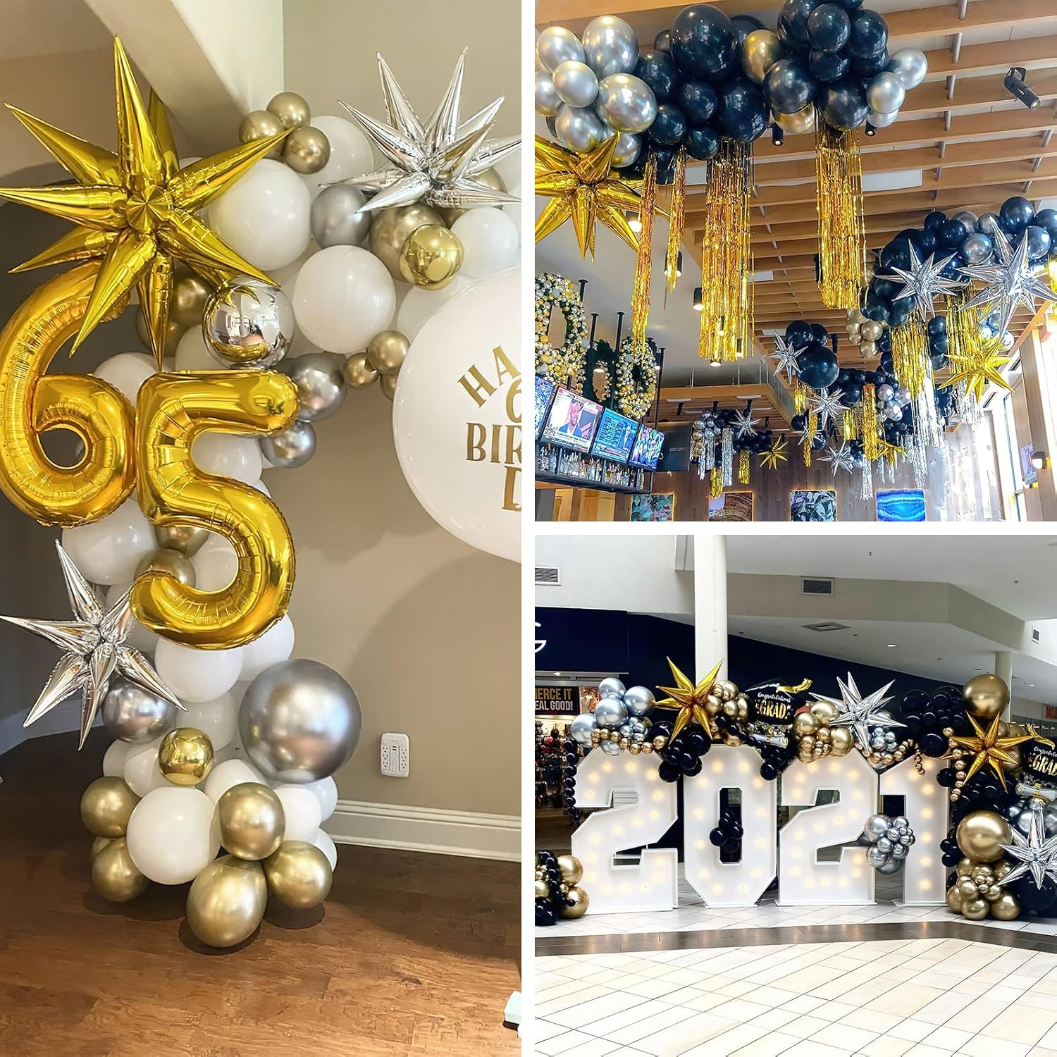 PartyWoo Metallic Gold Star Foil Balloons - 6-Piece Set in 22-Inch Sizes | Perfect for Graduation, Weddings & Birthdays