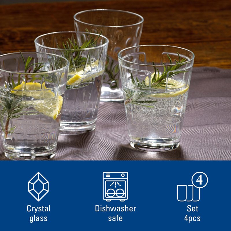 Villeroy & Boch Dressed Up Assorted Design Tumblers (Set of 4), 10.5 oz Capacity, Clear