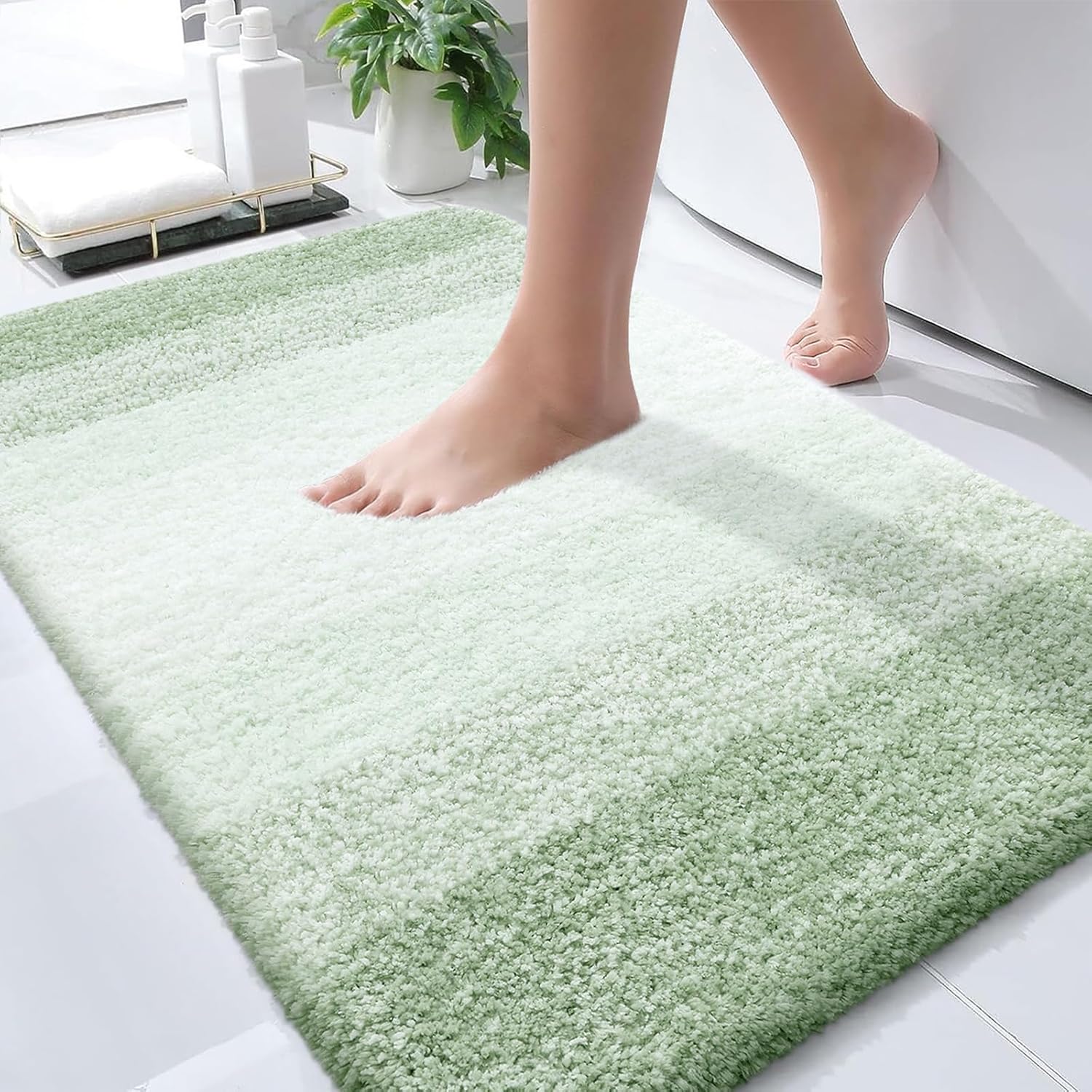 OLANLY Bathroom Rugs - Extra Soft Microfiber Mat | Quick Dry & Absorbent | 36x24 Inches, Sage Green