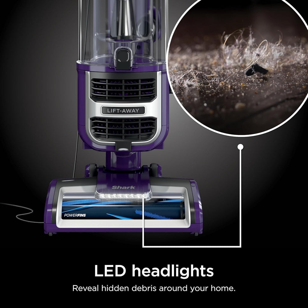 Shark Lift-Away Upright Vacuum - PowerFins & Self-Cleaning Brushroll | Anti-Allergen Technology, Eggplant