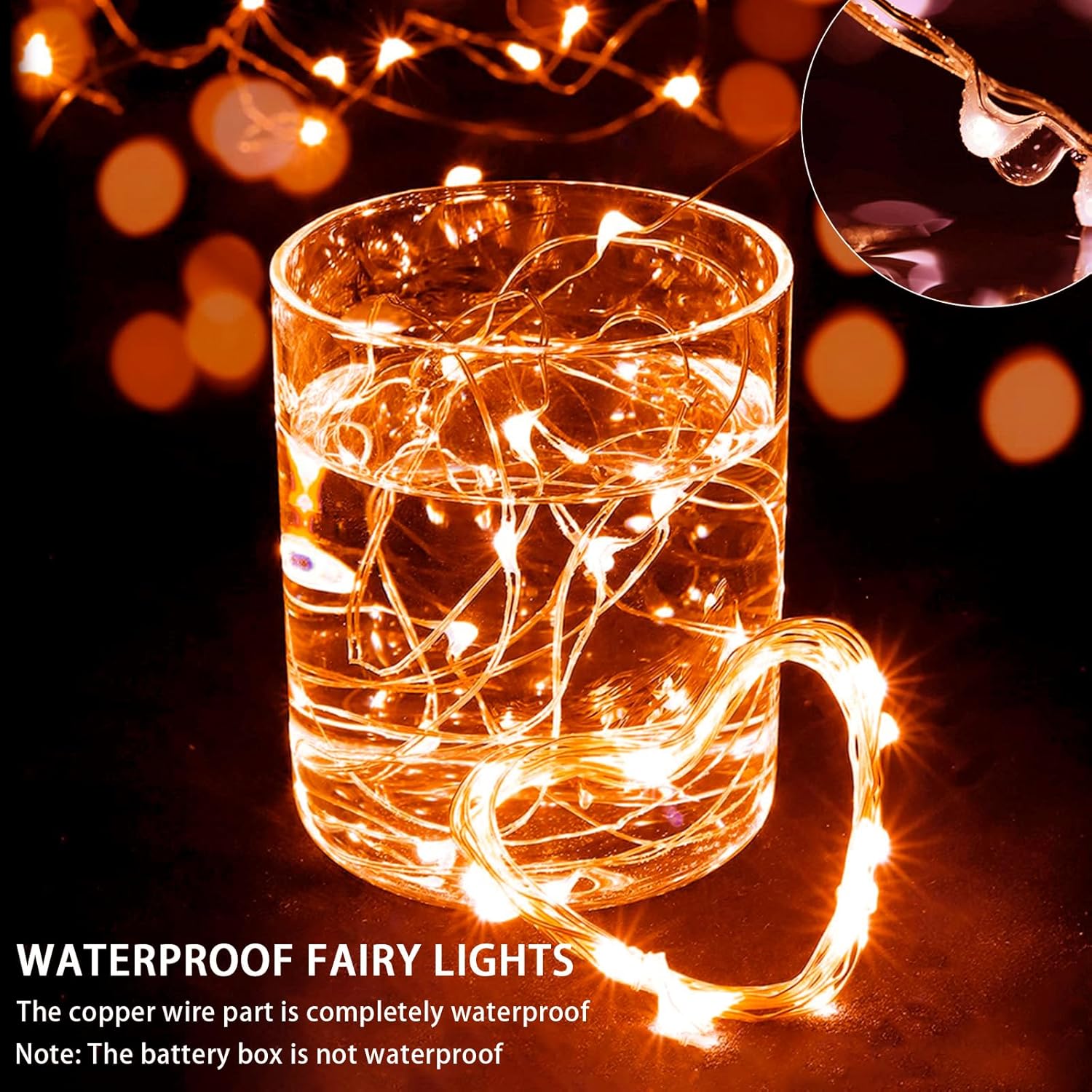 Skiennix 24 Pack Orange Fairy Lights - 7Ft 20 LED Twinkle String Lights | Waterproof & Battery Operated for Parties, Weddings, and Decor