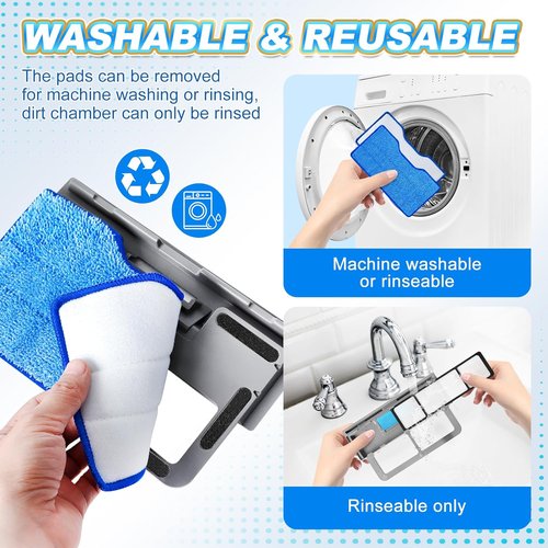 KEEPOW Reusable Mop Pads - Compatible Replacement for Shark VACMOP VM252, VM200, VM401 | 4+2+1 Pack