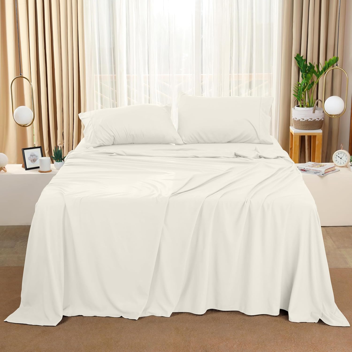 Utopia Bedding Queen Size Sheet Set - Soft & Breathable Microfiber, 4-Piece Ivory Collection