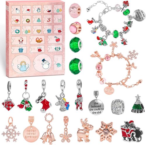 Advent Calendar 2025 - 24-Day Christmas Countdown with DIY Bracelets & Charms | Perfect Kids' Gift