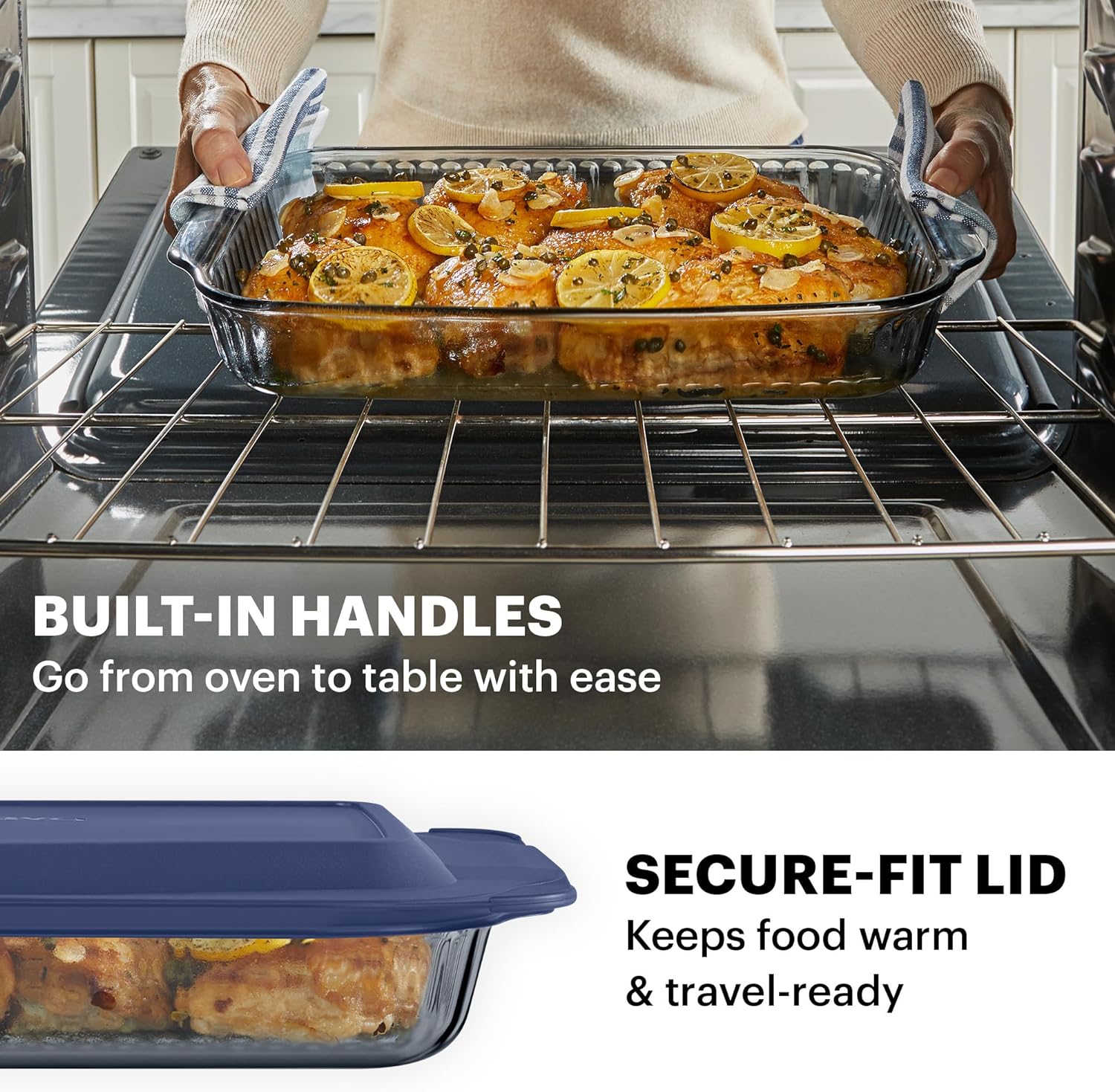 Pyrex Colors Tinted Glass Baking Dish - 9x13 Oblong Bakeware with BPA-Free Lid | Dishwasher & Microwave Safe