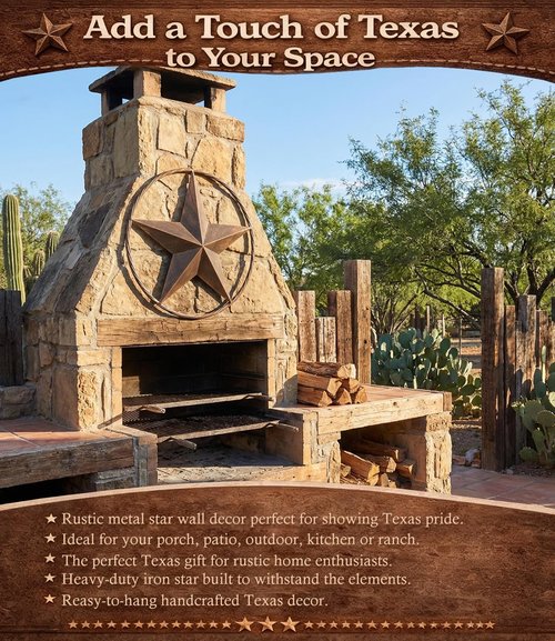 Ontrip 24" Metal Barn Star Wall Decor, Rustic Western Lone Star Metal Wall Art, Powder-Coated Iron, Indoor/Outdoor Porch Patio Fence Fireplace Farmhouse Decor, Housewarming Gift
