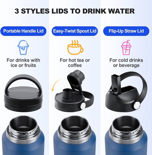 HYDROWION 32oz Stainless Steel Water Bottle - Double Wall Vacuum Insulated | Keeps Drinks Cold for 48 Hrs, Hot for 24 Hrs, Black