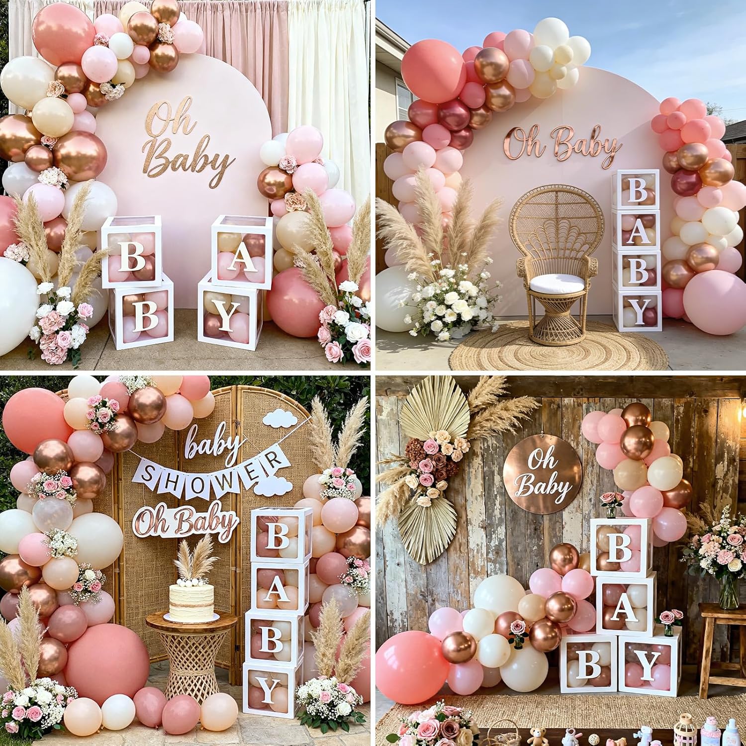 Winrayk Rose Gold Balloons - Floral Baby Shower Decorations Kit | Pink Balloon Arch for Girls' Parties