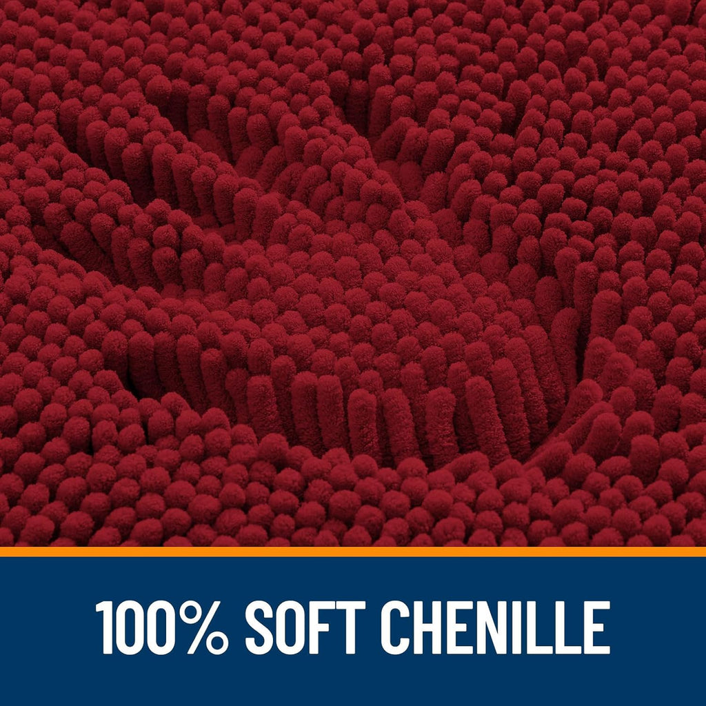 OLANLY Bathroom Runner Rugs - Extra Soft Chenille Bath Mats | Quick Dry, Machine Washable, 47x17 Inches, Red