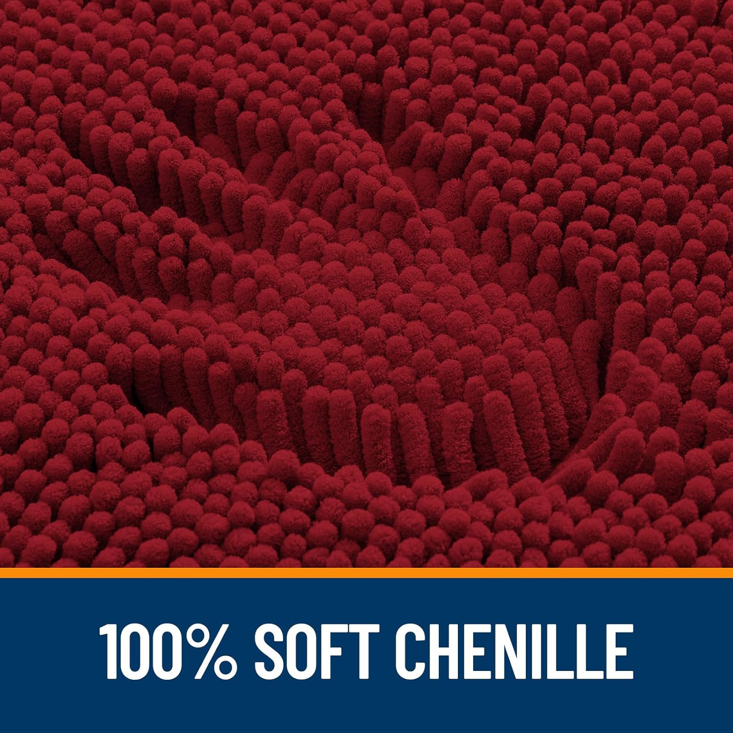 OLANLY Bathroom Runner Rugs - Extra Soft Chenille Bath Mats | Quick Dry, Machine Washable, 47x17 Inches, Red