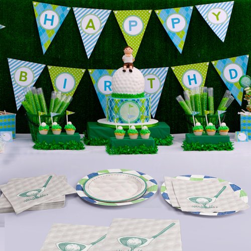 RVXHUA 150PCS Golf Party Decorations - Disposable Plates and Napkins for 50 Guests, Paper Tableware Supplies for Birthday Parties, Baby Shower, Game Day, Team Event, and Themed Celebration