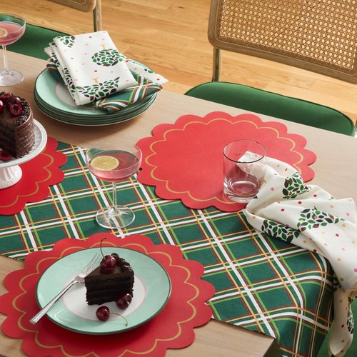 kate spade new york Holiday Confetti Cloth Napkins 4-Pack Set, 100% Cotton with Metallic Print, Machine Washable, Cream/Green, 20"x20"