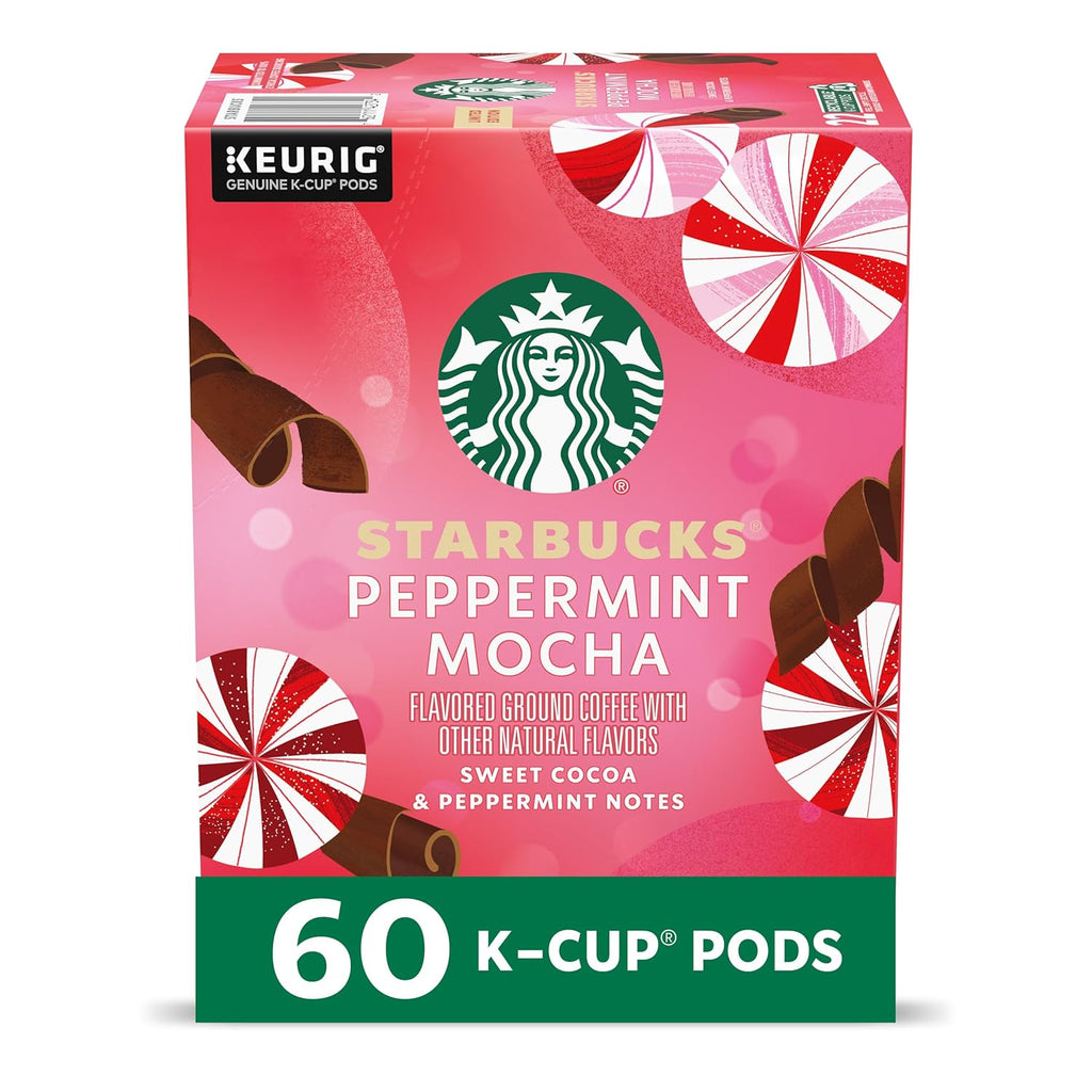 Starbucks Peppermint Mocha K-Cup Coffee Pods - Limited Holiday Edition | 100% Arabica, 60 Pods