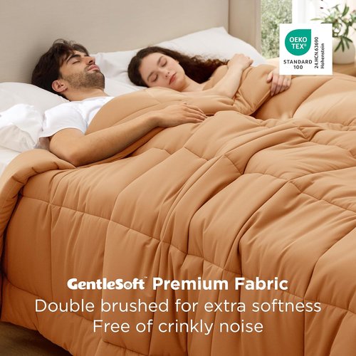 Bedsure Comforter Duvet Insert - Oversized King Size All-Season Down Alternative Bedding | GentleSoft, Burnt Orange 116x98 Inches