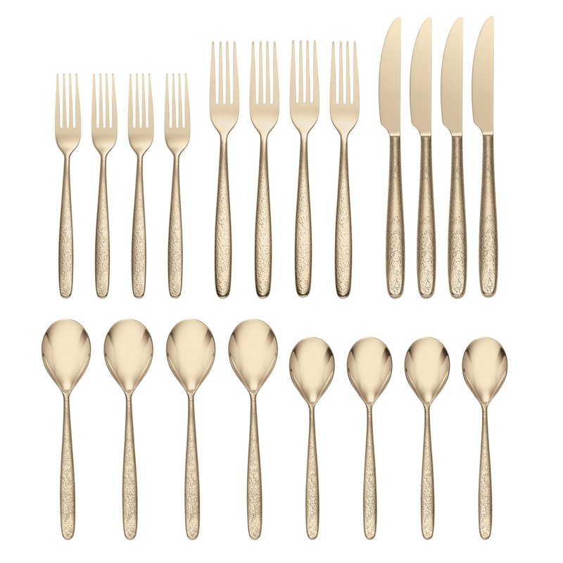 Oneida 894808 Storm Champagne 20 Piece Everyday Flatware Set, Service For 4