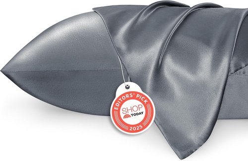 Bedsure Satin Pillowcase - Luxurious Silk-Like Feel | Standard Size 20x26 Inches, Space Grey, 2 Pack