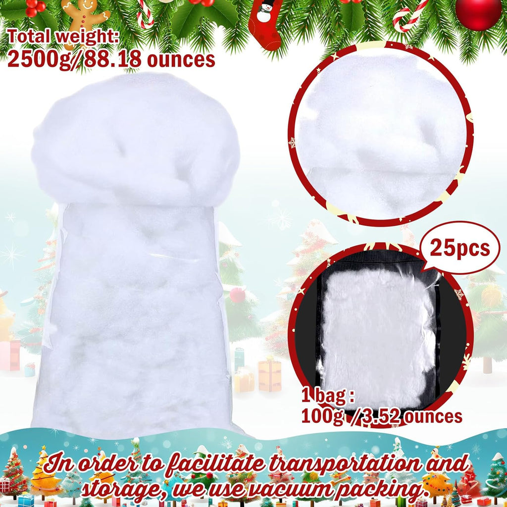 Shappy Christmas Fake Snow | 88.19 Ounce Fluffy White Cloud Fiber for Indoor Decor