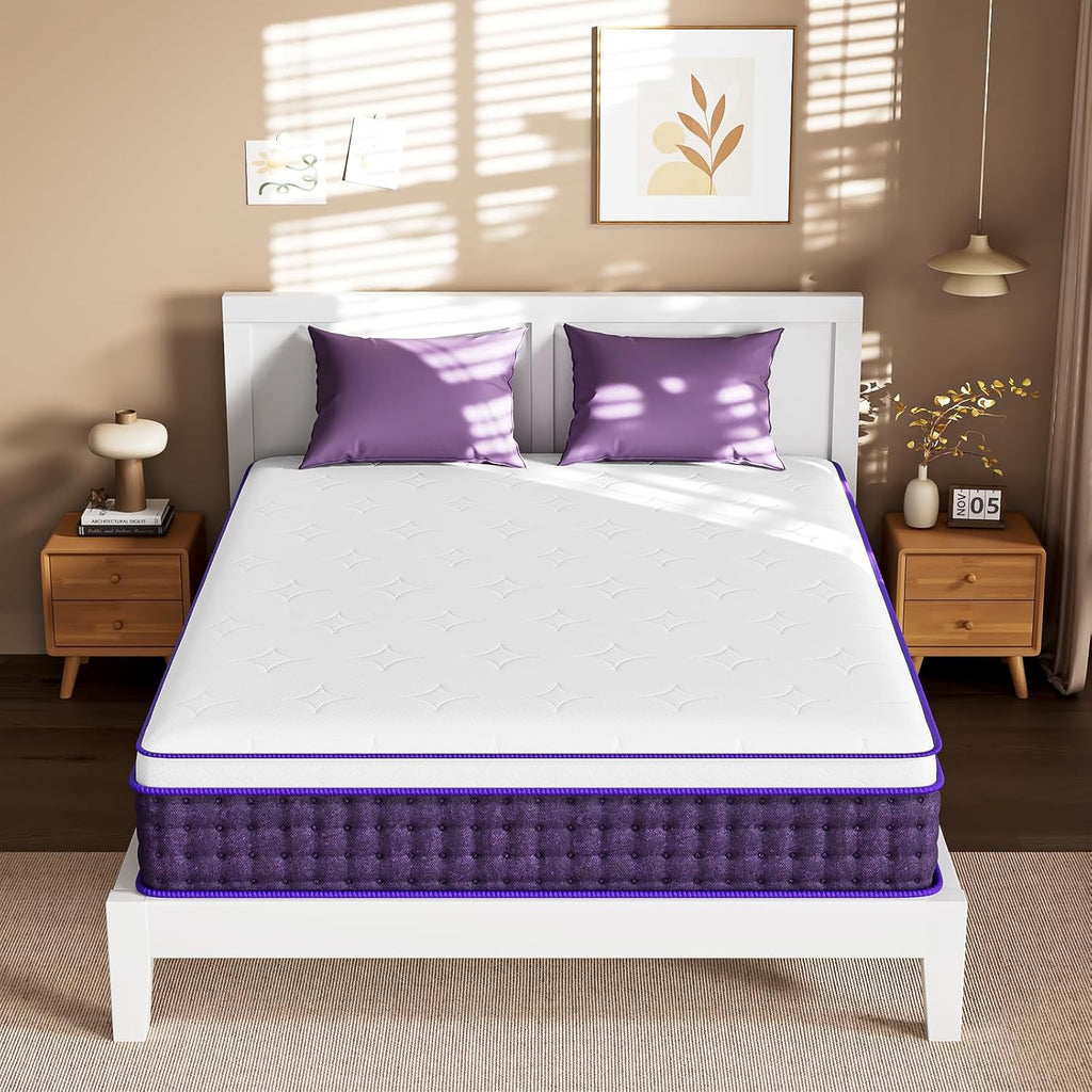 Skiennix 12-Inch Queen Mattress - Plush Hybrid with Cooling Gel Memory Foam | Cloud-Like Pressure Relief, Fiberglass-Free, 365-Night Trial
