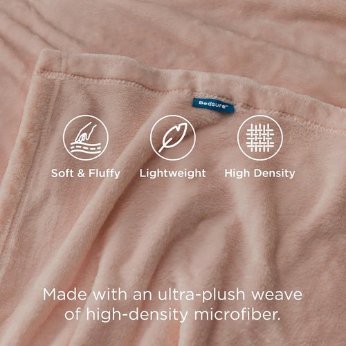 Bedsure GentleSoft Fleece Blanket - Cozy Dusty Pink Queen Size Microfiber, 90x90 Inches