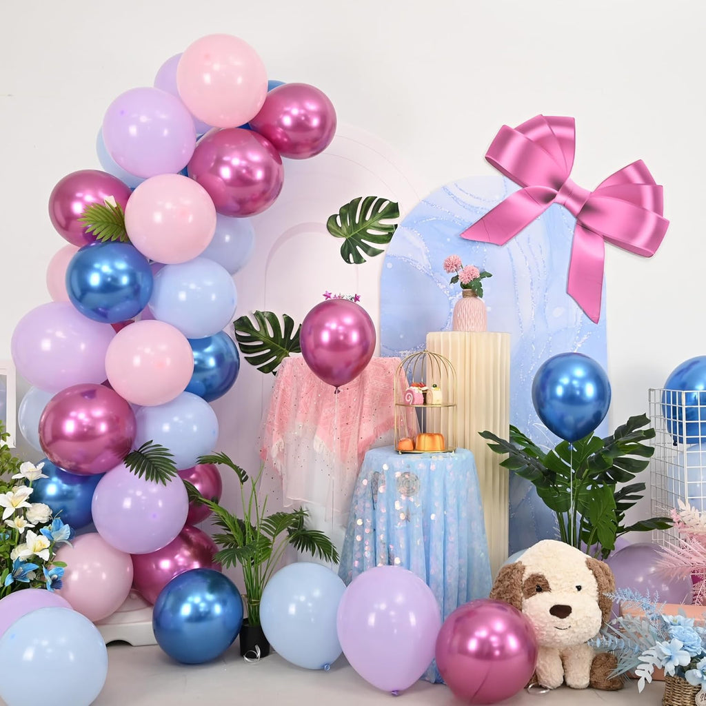 Skiennix 12-Inch Macaron & Metallic Blue Pink Balloons - Perfect for Gender Reveal & Summer Parties