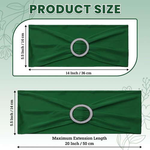MDS Spandex Chair Sashes - Universal Elastic Stretch Bands with Buckle Slider Bow | 150 Pack - Green