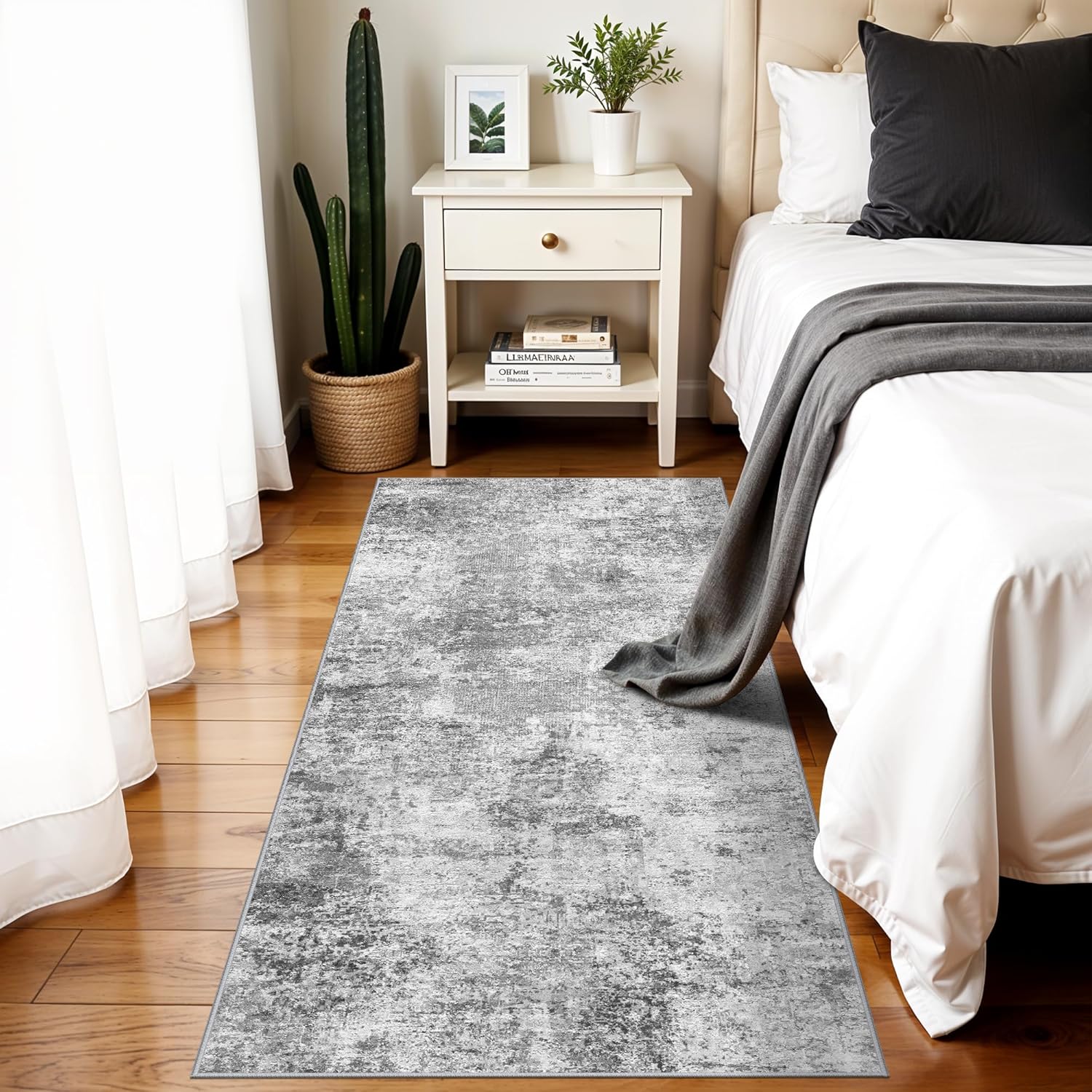 Regine Switzerland Washable 2x5 Hallway Runner Rug - Ultra Soft, Stain Resistant, Non-Slip Backing in Grey