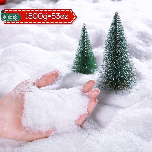 Kasyat Christmas Twinkles Fake Snow - 1500g White Artificial Flake Powder for Holiday Decor