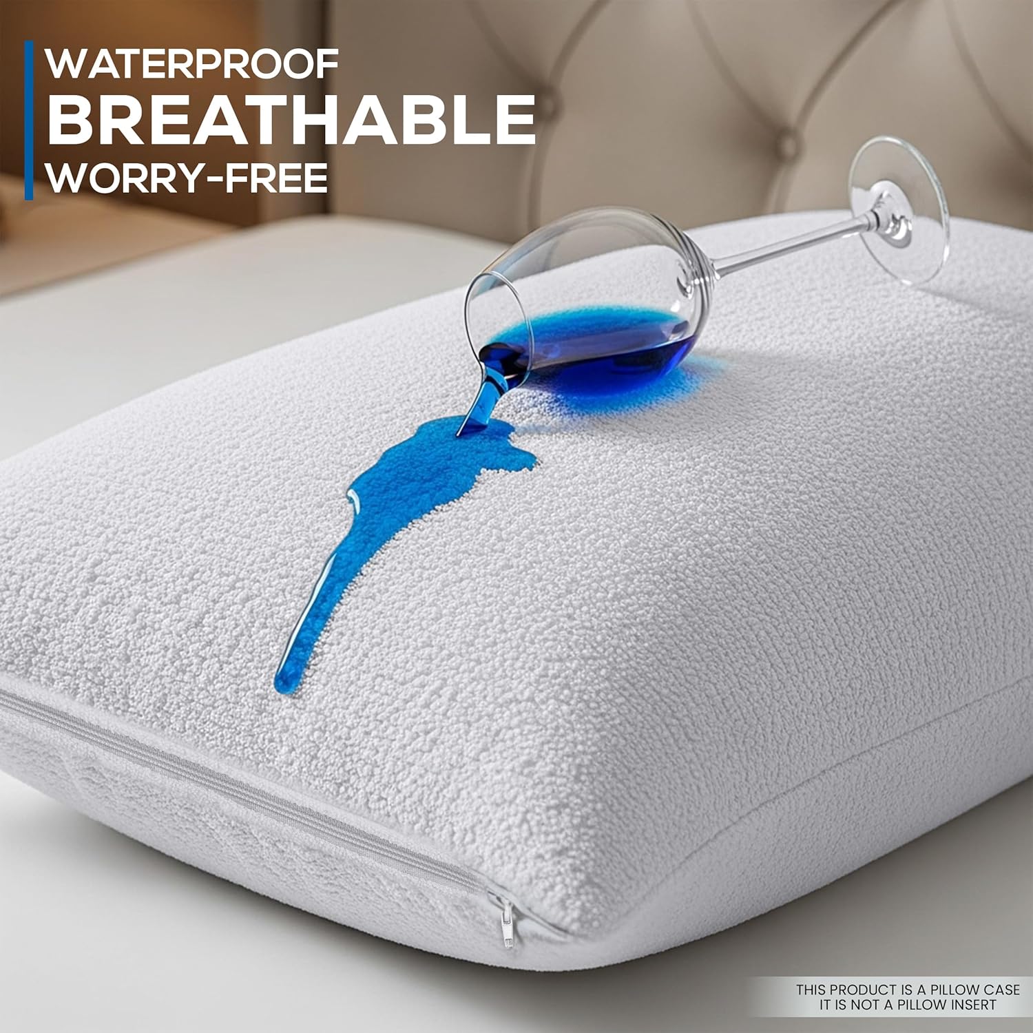 Utopia Bedding Waterproof Pillow Protectors - Set of 4 Standard Size, Zippered Terry Covers | Bed Bug & Dust Mite Proof