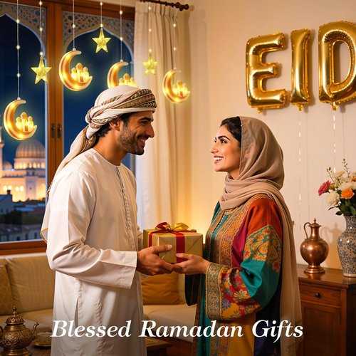 Lewondr LED Moon Castle Fairy Lights - 138 String Lights with Remote Control & Timer | Orange Ramadan Decor
