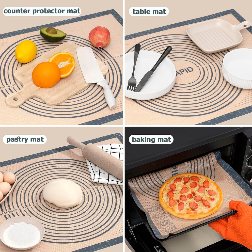 Sapid Extra Thick Silicone Baking Mat - Non-Slip with Measurements | Extra Large 20" x 28" Gray Dough Rolling Mat