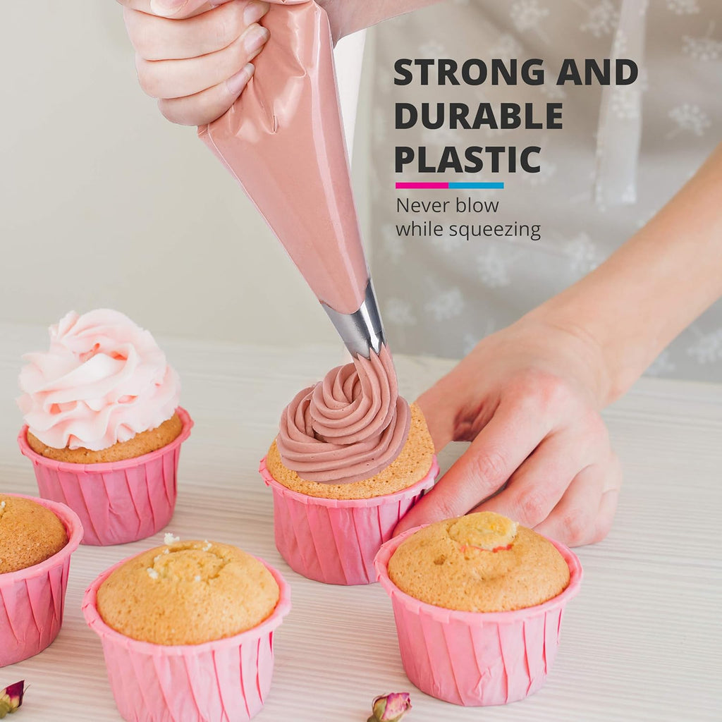 Riccle Disposable Piping Bags - 12 Inch Anti-Burst Pastry Bags for Icing & Decorating Cakes and Cookies