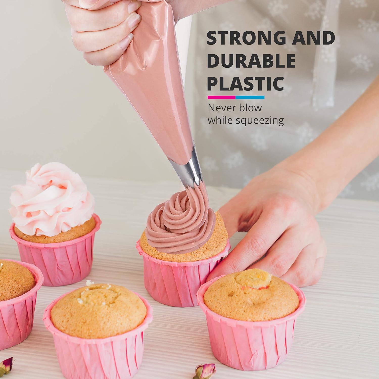 Riccle Disposable Piping Bags - 12 Inch Anti-Burst Pastry Bags for Icing & Decorating Cakes and Cookies