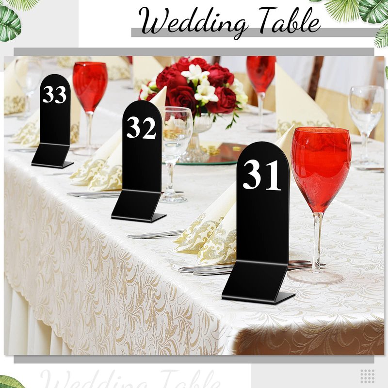 Remerry 50 Pcs Table Numbers 1-50 Acrylic Double Sided Number Cards for Restaurant Acrylic Tent Table Holders Tent Cards Wedding 2.36 x 6.3 Inch (White)