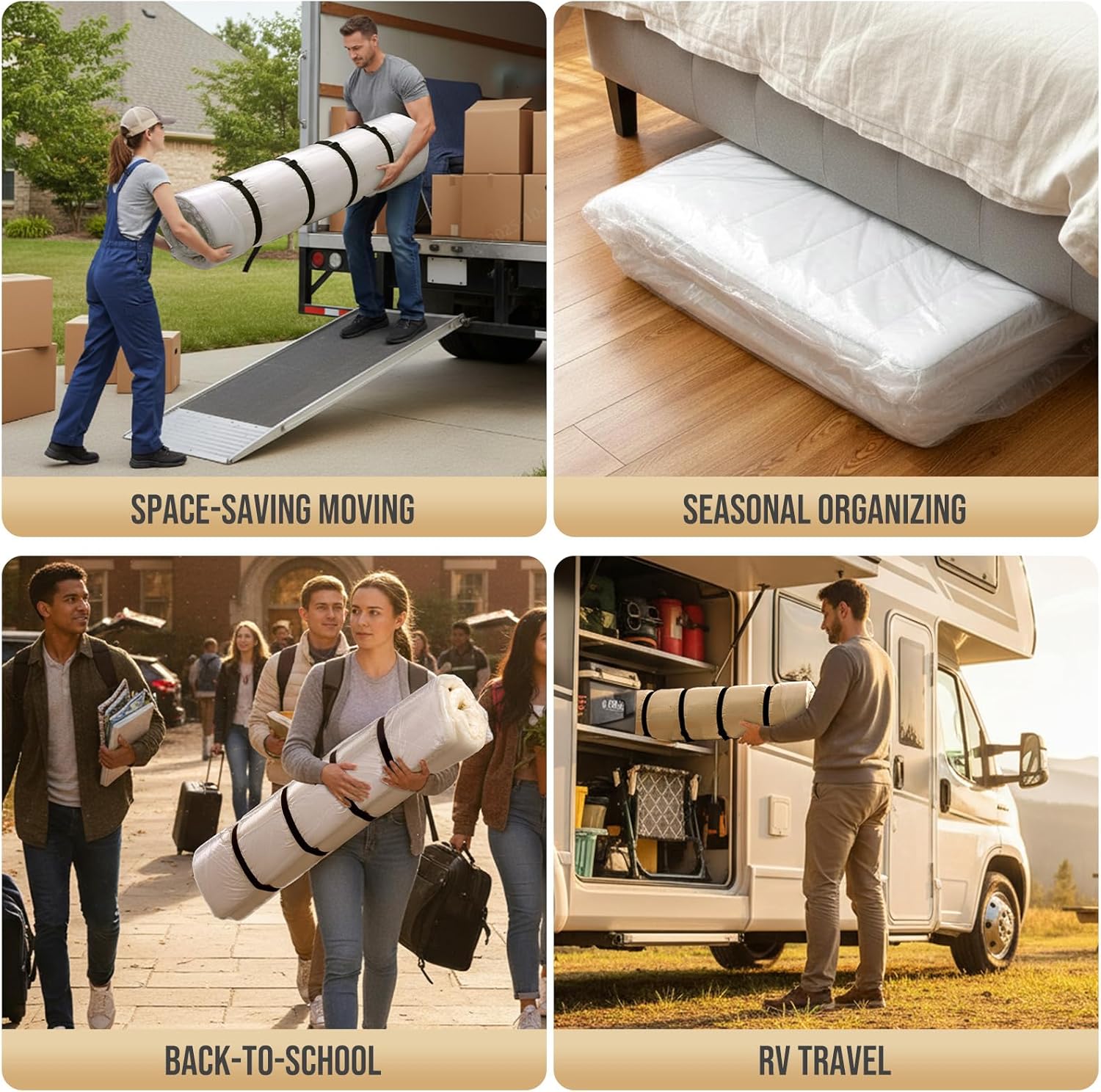 TAILI Mattress Vacuum Storage Bag - King/California King Size with 4 Straps for Easy Moving & Transport