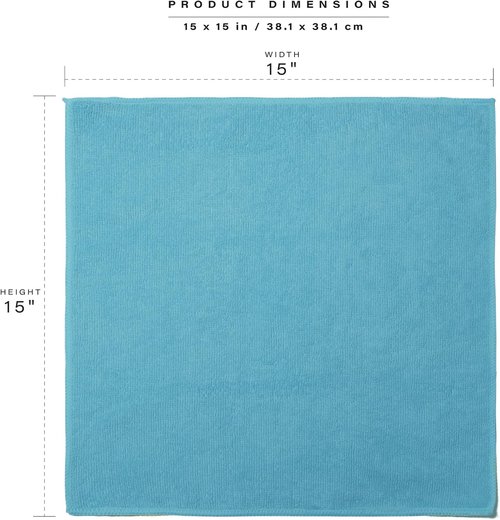 BINO Microfiber Cleaning Towels - Ultra Absorbent Blue/Grey Ombre - 15x15 Inches | 12 Pack All-Purpose Set