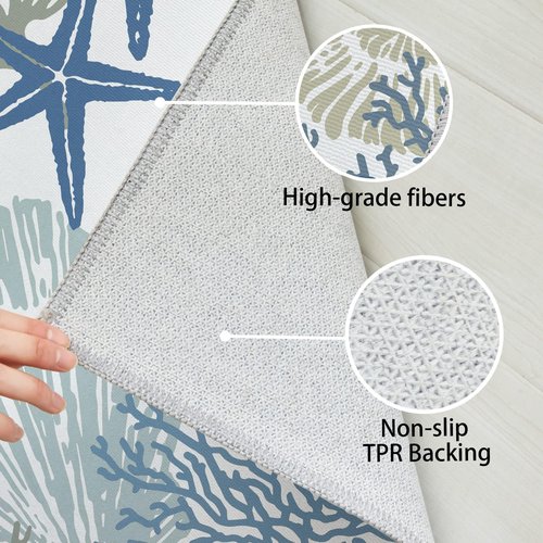 Tritard Coastal Area Rugs Nautical Beach Themed Non-Slip Machine Washable Rugs Modern Floor Carpet for Living Room Bedroom, 5x7, Blue