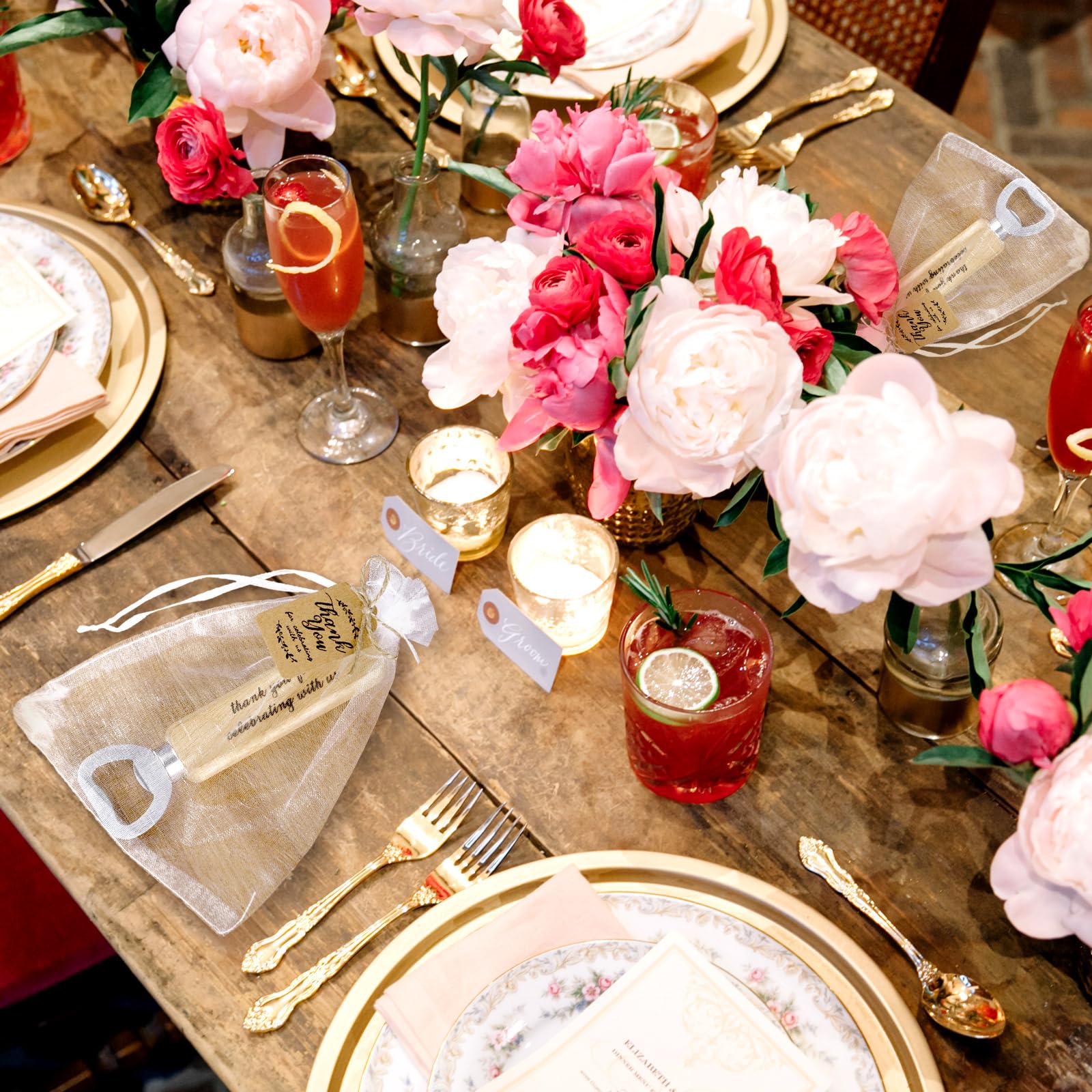 Zhehao 50 Sets Bottle Openers Wedding Favors for Guests with Thank You Cards Organza Bags Thank You Gifts for Wedding Bridal Shower Engagement Party Gifts