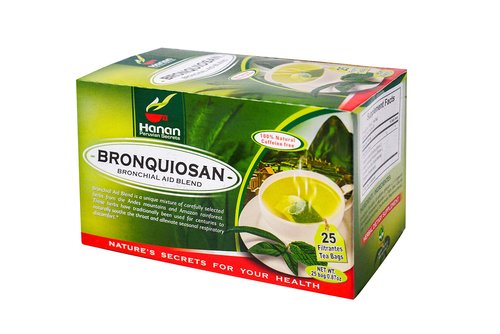 Hanan Peruvian Secrets Bronquiosan Herbal Tea | 100% Natural Bronchial Aid Blend | 25 Tea Bags | Naturally Aids in Soothing the Throat and Alleviating Seasonal Respiratory Discomfort