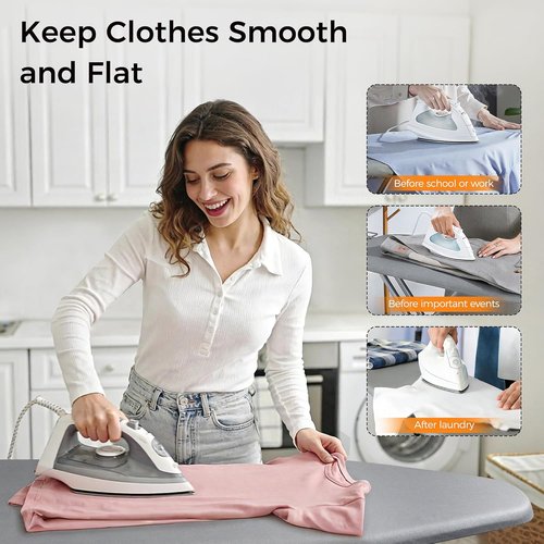 Hvygss Height-Adjustable Ironing Board - Foldable Heavy-Duty Design with Steam Stand | Grey, 43x13 Inches