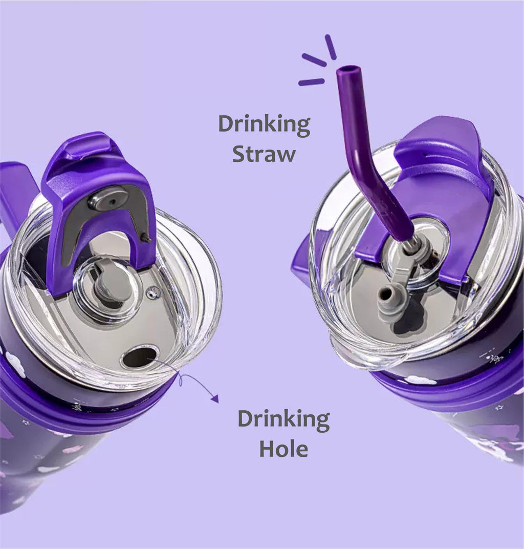 Many Rainbows Hangyodon Stainless Steel Insulated Tumbler with Lid, Straw & Handle 1200ml - XL Size