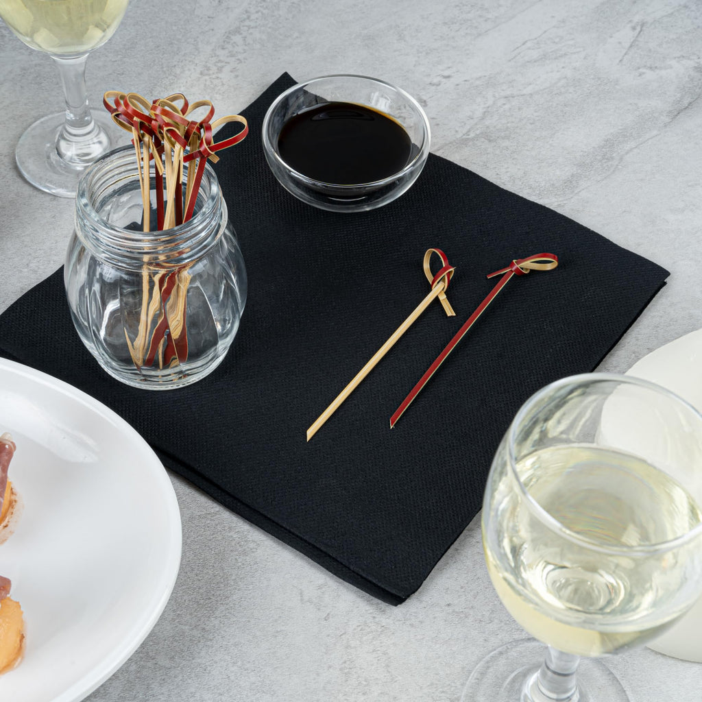 4 Inch Appetizer Picks, 1000 Knotted Knot Skewer Picks - Looped Knot, For Food Or Drinks, Brown Bamboo Cocktail Skewers, Twisted End, Looped End - Restaurantware