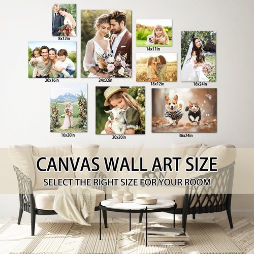 karani Custom Canvas Prints with Your Photos, Personalized Wall Art for Home Decor, Unique Personalized Gifts for Wedding, Birthday, Family & Friends, Ready to Hang Canvas Prints 8x10